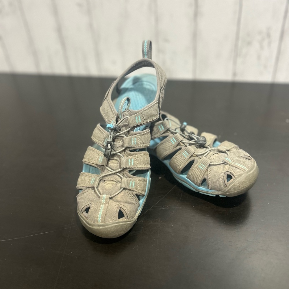 Keen Gray/Blue All-Terrain Sandals - Women's US 8- 8.5, Crisscross Tie EUC